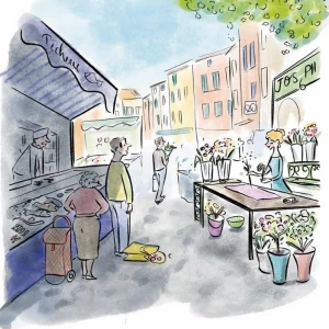 Image de La Fleuriste du marché Illustration Claire Bera.